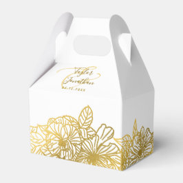 Persoonlijke foto witgouden bloemen chic huwelijk bedankdoosjes