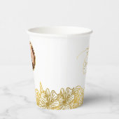 Persoonlijke foto witgouden bloemen chic huwelijk papieren bekers (Rechts)