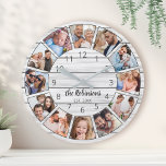 Persoonlijke foto Witte houtfamilie Ronde Klok<br><div class="desc">U kunt eenvoudig uw eigen gepersonaliseerde witte houten planken met een boerderijwandklok creëer met uw aangepaste foto's,  uw familienaam en een vastgesteld jaar. Voor beste resultaten,  bewaar de afbeeldingen aan vierkant - met het nadrukpunt in het centrum - alvorens te uploaden.</div>