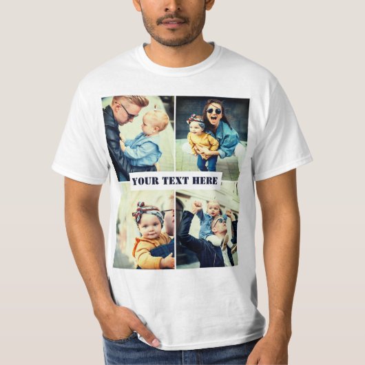 Persoonlijke foto x4 en tekst t-shirt (Voorkant)