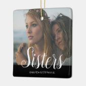 Persoonlijke foto zusters kerstboom keramisch ornament (Links)