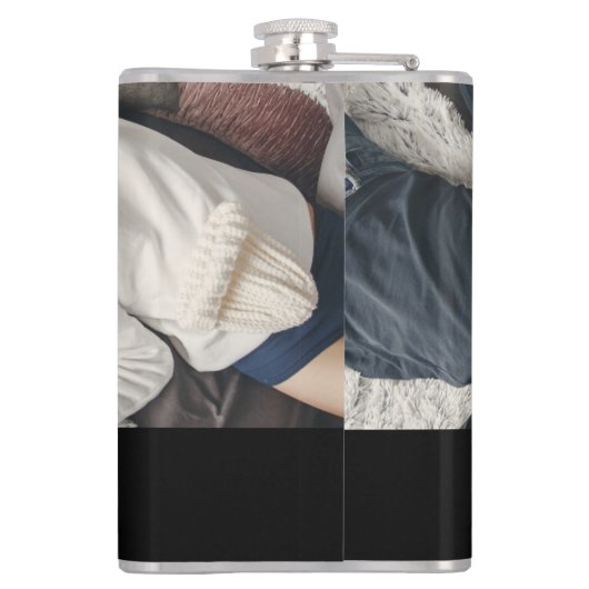 Persoonlijke foto Zwart en gouden golfclubs Heupfles (Achterkant)