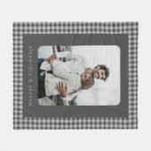 Persoonlijke foto zwart en grijs Gingham Pset Fleece Deken (Voorkant (Horizontaal))