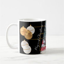 Persoonlijke foto zwart goud Kerstmug