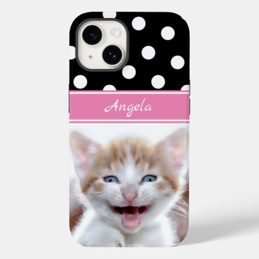 Persoonlijke foto zwart-wit stippenpatroon Case-Mate iPhone case (Achterkant)