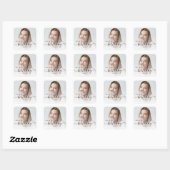 Persoonlijke foto zwarte script 21ste verjaardag vierkante sticker (Vel)