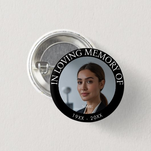 Persoonlijke fotobegrafenis ronde button 3,2 cm (Voorkant /achterkant)