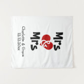 Persoonlijke fotobehang Mrs en Mrs bruiloft Wandkleed (Voorkant (horizontaal))