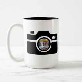Persoonlijke fotocamera foto tweekleurige koffiemok