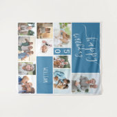 Persoonlijke Fotocollage Blauw voor elke Leeftijd Wandkleed (Voorkant (horizontaal))