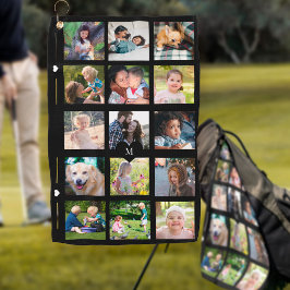 Persoonlijke fotocollage eenvoudige monogramfoto golfhanddoek