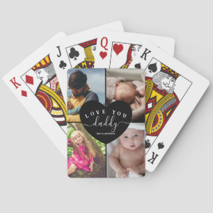 Persoonlijke fotocollage-liefde voor pappie-cadeau pokerkaarten