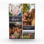 Persoonlijke fotocollage Liefdesscriptie Jubileum Fotoblokken<br><div class="desc">Pas dit fotoblock aan met maximaal vier van je favoriete foto's als stel samen. Geef het als een cadeau voor je jubileum, Valentijnsdag, haar verjaardag, met Kerstmis. Personaliseer de datum- en naamvelden. De achtergrondblokken in schoolbordstijl geven een rustieke sfeer en het liefdesscript met zijn moderne handgeschreven stijl is elegant en...</div>