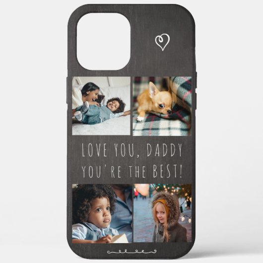 Persoonlijke fotocollage Love you Daddy schrift Case-Mate iPhone Case (Achterkant)