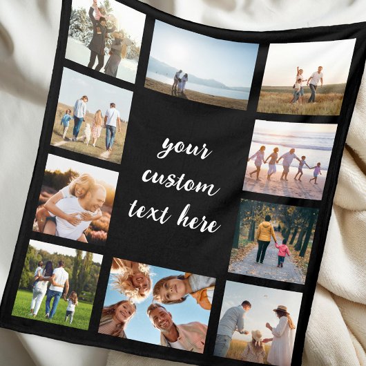 Persoonlijke fotocollage met 10 foto's fleece deken