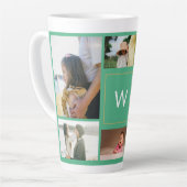 Persoonlijke Fotocollage met Monogram Latte Mok (Linkerhoek)