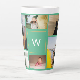 Persoonlijke Fotocollage met Monogram Latte Mok