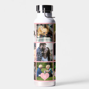 Persoonlijke fotocollage monogram moderne blos waterfles