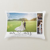 Persoonlijke Fotocollage Mr en Mrs Hart Accent Kussen (Achterkant)