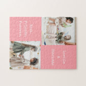 Persoonlijke Fotocollage Roze Beste Vrienden Naam Legpuzzel (Horizontaal)