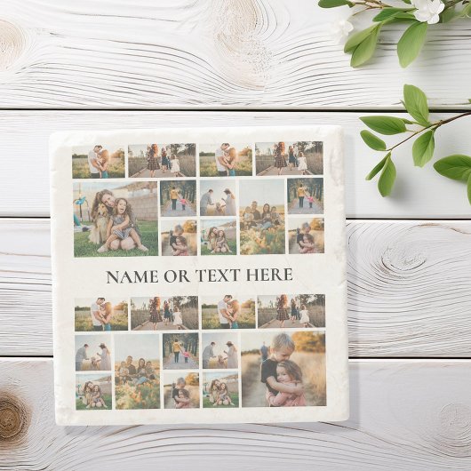 Persoonlijke fotocollage stenen onderzetter