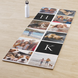 Persoonlijke fotocollage | Zwart monogram Yogamat