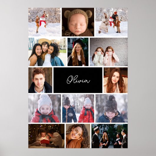 Persoonlijke Fotocollageposter met Naam Poster (Voorkant)