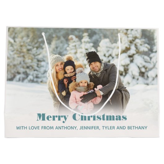 Persoonlijke fotofeestdag of kerstmis groot cadeauzakje (Achterkant)