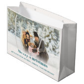 Persoonlijke fotofeestdag of kerstmis groot cadeauzakje (Voorkant Gekanteld)