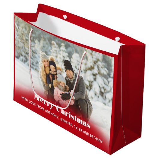 Persoonlijke fotofeestdag of kerstmis groot cadeauzakje (Voorkant Gekanteld)
