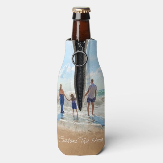 Persoonlijke fotofleskoeler met tekst flesjeskoeler (Fles Achterkant)