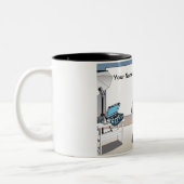 Persoonlijke fotograaf - Mannelijke Cartoon Tweekleurige Koffiemok (Links)