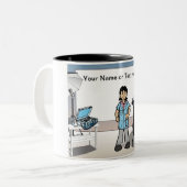 Persoonlijke fotograaf - Vrouw Cartoon Tweekleurige Koffiemok (Voorkant links)