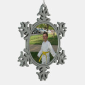 Persoonlijke fotografie Pewter Snowflake Ornament (Links)