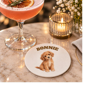 Persoonlijke Fotohouder voor Honden | Op Maat Gema Ronde Kartonnen Onderzetter