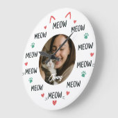 Persoonlijke Fotoklok voor Huisdieren met 'MEOW' Grote Klok (Hoek)