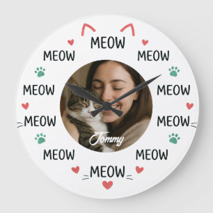 Persoonlijke Fotoklok voor Huisdieren met 'MEOW' Grote Klok