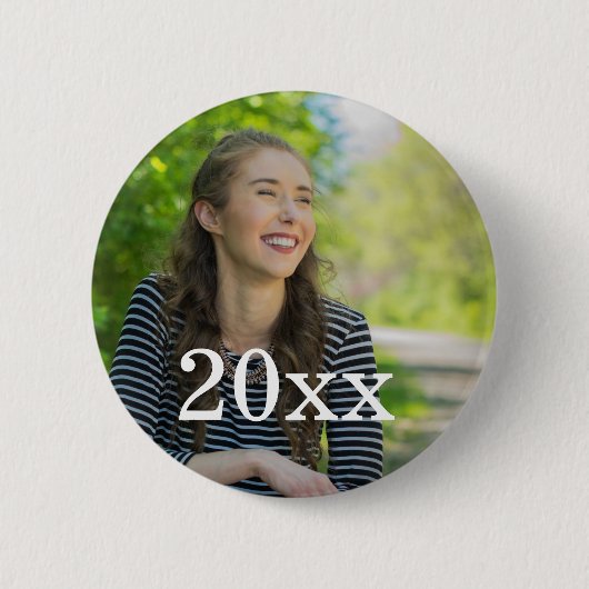 Persoonlijke fotoknop met jaar ronde button 5,7 cm (Voorkant)