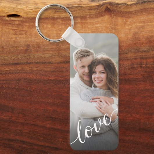 Persoonlijke fotokoppel Liefdesscript Sleutelhanger (Voorkant)
