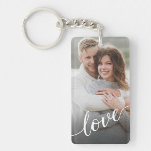 Persoonlijke fotokoppel Liefdesscript Sleutelhanger
