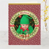 Persoonlijke Fotolijst en Kerstkrans Kaart (Gele Bloem)