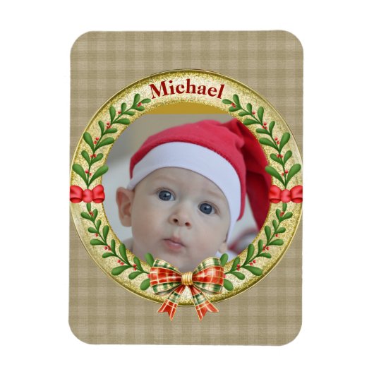 Persoonlijke Fotolijst en Kerstkrans Magneet (Verticaal)