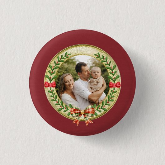 Persoonlijke Fotolijst en Kerstkrans Ronde Button 3,2 Cm (Voorkant)