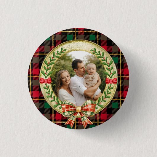 Persoonlijke Fotolijst en Kerstkrans Ronde Button 3,2 Cm (Voorkant)