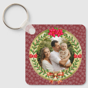 Persoonlijke Fotolijst en Kerstkrans Sleutelhanger