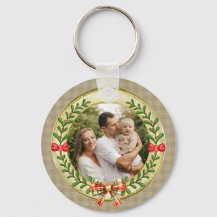 Persoonlijke Fotolijst en Kerstkrans Sleutelhanger