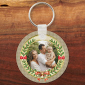 Persoonlijke Fotolijst en Kerstkrans Sleutelhanger (Voorkant)