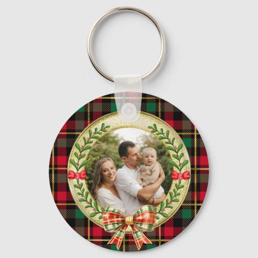 Persoonlijke Fotolijst en Kerstkrans  Sleutelhanger (Voorkant)