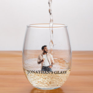 Persoonlijke fotonaam Initiaal Cadeau Wijnglas Zonder Voet
