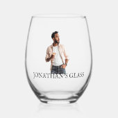 Persoonlijke fotonaam Monogram cadeau Wijnglas Zonder Voet (Voorkant)